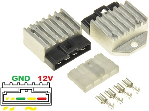 Shindengen SH653-12, SH635-12, SH610-12, SH636A-12, SH580-12 Voltage regulator rectifier + counter plug complete