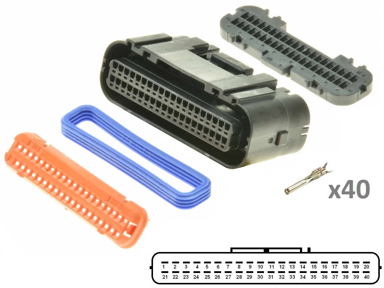 Kawasaki Suzuki Yamaha 40 way ECU CDI ECM motorcyle connector - Click Image to Close