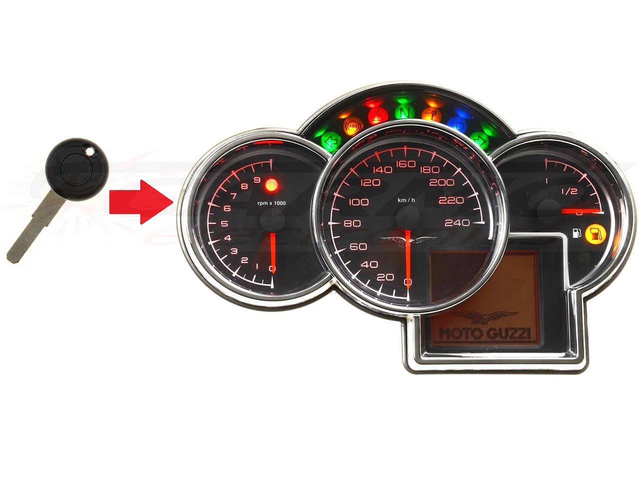 Moto Guzzi 1x transponder key programming → dashboard - Click Image to Close