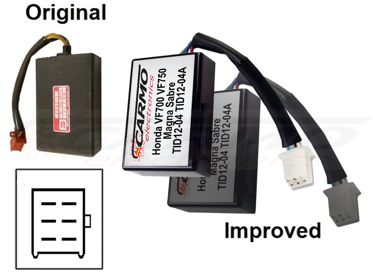 Honda VF700 VF750 V40 V45 Magna Sabre Interceptor igniter ignition module CDI TCI Box (TID12-04(A), 131100-, AKBZ) 2x - Click Image to Close