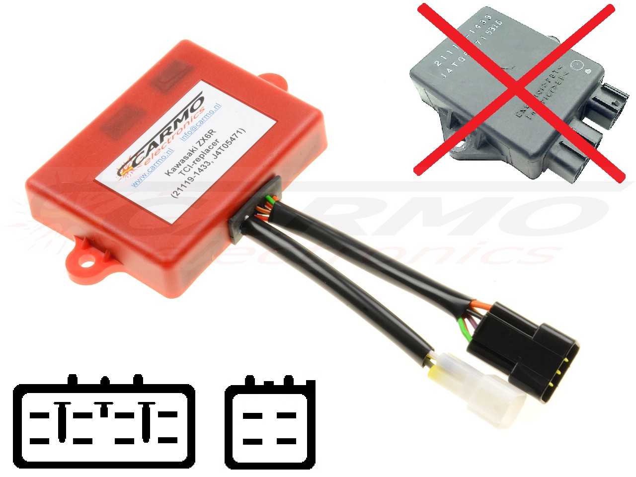 Kawasaki ZX6R ZX-6R Ninja ZX600F igniter ignition module CDI TCI Box (21119-1433, J4T05471) - Click Image to Close